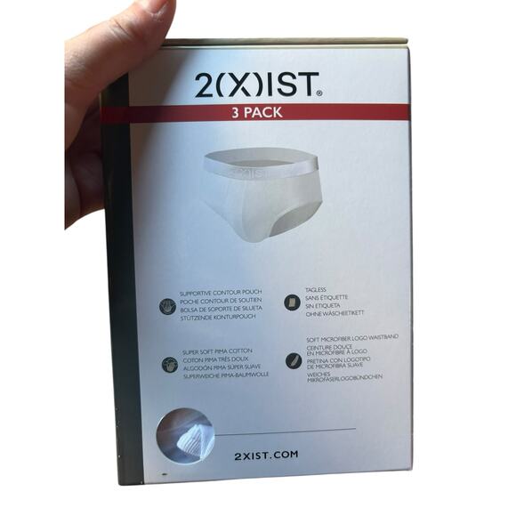 New NIB 2Xist Men's 3-Pack Pima Cotton Contour Pouch Briefs - White- Small - Picture 6 of 6